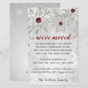 Budget Red Snowflakes We've Moved Holiday Cards