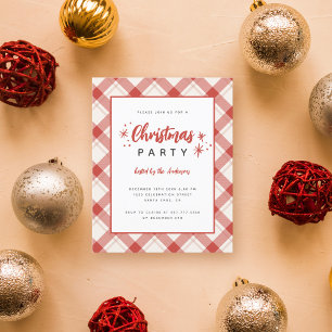 Budget Red Tartan Plaid Script Christmas Party
