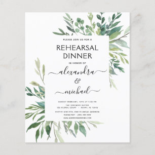 Budget Rehearsal Dinner Foliage Greenery Flyer