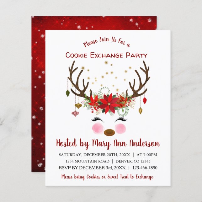 Budget Reindeer Christmas Cookie Exchange Party (Front/Back)