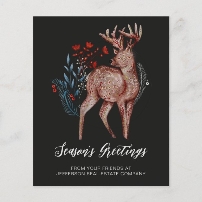 Budget Reindeer Nordic Folk Carte de vacances d'af (Devant)