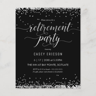 Budget Retirement Party Invite Silver Black Flyer