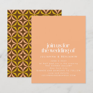 Budget Retro Aesthetic Chic Peach Wedding Invite
