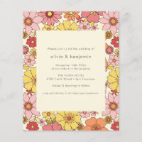 Budget Retro Boho Pink Yellow Floral Wedding 