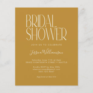Budget Retro Boho Yellow Bridal Shower Invitation