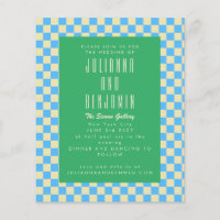 Budget Retro Chequerboard Blue Green Wedding