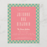 Budget Retro Chequerboard Mint Pink Wedding
