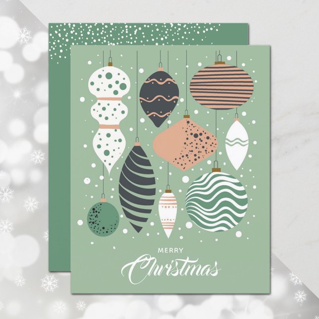 Budget Retro Christmas Tree Ornaments Holiday Card (Creator Uploaded)