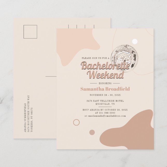 Budget Retro Disco Bachelorette Weekend Invitation (Front/Back)