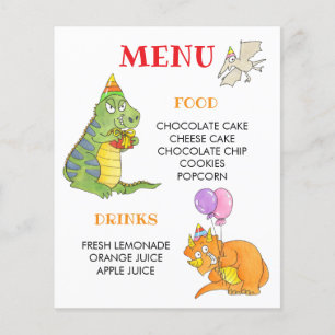 Budget Retro Kid's Dinosaur Birthday Party Menu