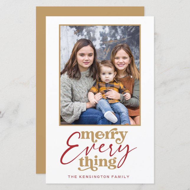 Budget Retro Merry Everything Holiday Photo  (Front/Back)