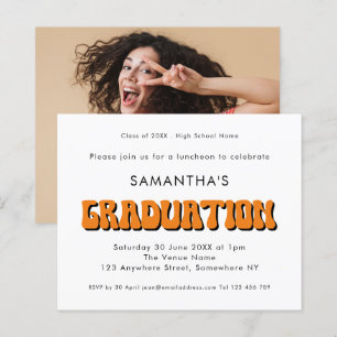 Budget Retro Vintage Orange Photo Graduation Party