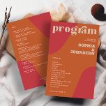Budget retro wedding program template<br><div class="desc">Abstract shapes retro vintage 70s style unique budget affordable groovy wedding program template with bold typography in a trendy modern red,  beige,  and orange terracotta boho chic autumn fall color palette.         Please note that all the colors are changeable.              Suitable for casual informal stylish contemporary weddings.</div>
