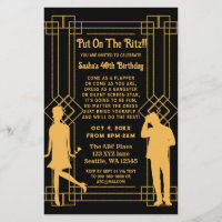 Budget Roaring 20 art deco flapper girl Invitation