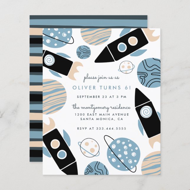 Budget Rocket Ship Outer Space Birthday Party (Front/Back)