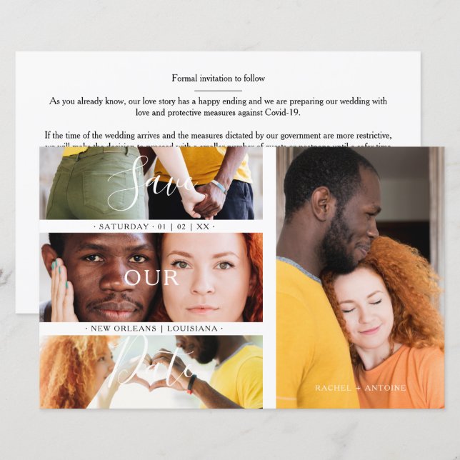 Budget Romantic 4 Wedding Engaged Photos Collage (Front/Back)