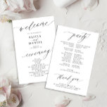 Budget romantic black and white wedding program<br><div class="desc">Modern simple minimalist black script trendy clean white ceremony and party BUDGET affordable wedding program template featuring chic trendy romantic elegant calligraphy.              Easy to personalize with your custom text on both sides!</div>