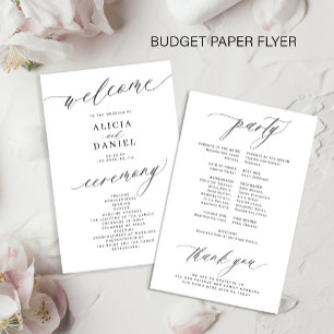 Budget romantic black and white wedding program