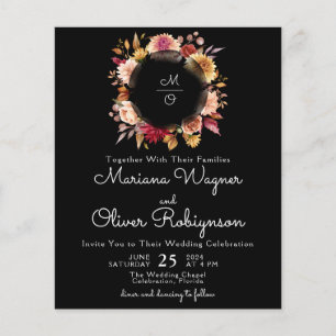 Budget Romantic Fall Floral Black Wedding