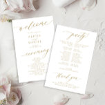 Budget romantic gold typography wedding program<br><div class="desc">Modern simple minimalist faux gold script trendy clean white ceremony and party BUDGET affordable wedding program template featuring chic trendy romantic elegant calligraphy.              Easy to personalize with your custom text on both sides!</div>
