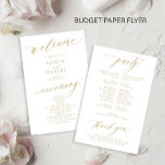 Budget romantic gold typography wedding program<br><div class="desc">Modern simple minimalist faux gold script trendy clean white ceremony and party cheap BUDGET wedding program paper flyer template featuring chic trendy romantic elegant calligraphy. Easy to personalize with your custom text on both sides! PLEASE READ THIS BEFORE PURCHASING! This is a cheap budget program printed on a PAPER FLYER...</div>