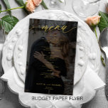 Budget romantic photo gold black wedding menu<br><div class="desc">Simple trendy minimalist faux gold calligraphy script custom photo dark overlay and text template cheap BUDGET wedding menu paper flyer. PLEASE READ THIS BEFORE PURCHASING! This is a cheap budget program printed on a PAPER FLYER (advertising type of paper). PLEASE NOTE that the background and script colours are editable. You...</div>