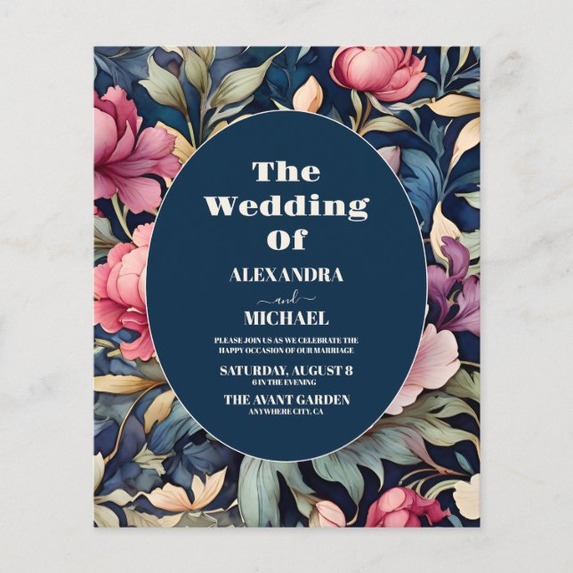 Budget Romantic Soft Pink Flowers Wedding (Front)