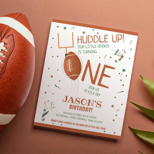 Budget Rookie Football 1st Birthday Invitation (Creator Uploaded)