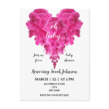 Budget rose coeur bébé invitation à la douche