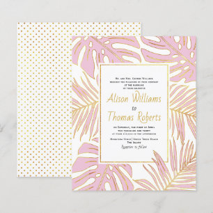 BUDGET rose feuilles tropicaux faire-part de maria