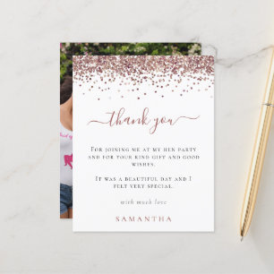 Budget Rose Glitter Photo Hen Party Thank You