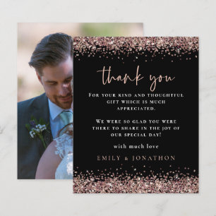 Budget Rose Glitter Photo Wedding Black Thanks