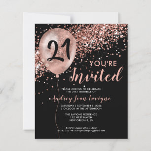 Budget Rose Gold Balloon Black 21st Birthday