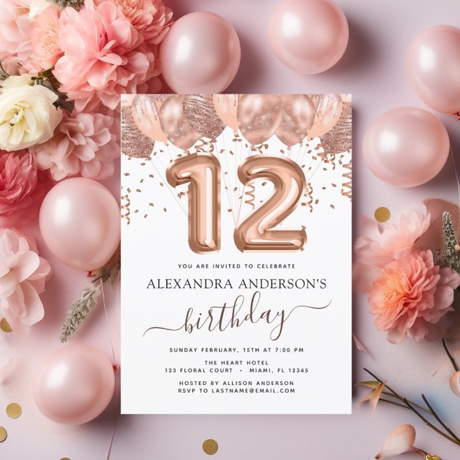 Budget Rose Gold Balloons 12th Birthday Party (Creator Uploaded)