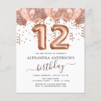 Budget Rose Gold Balloons 12th Birthday Party