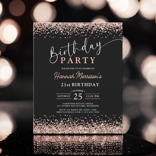 Budget Rose Gold Black Any Age 21st Birthday Flyer (Creator Uploaded)