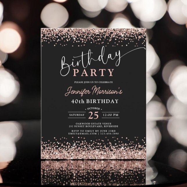 Budget Rose Gold Black Any Age 40th Birthday (Creator Uploaded)