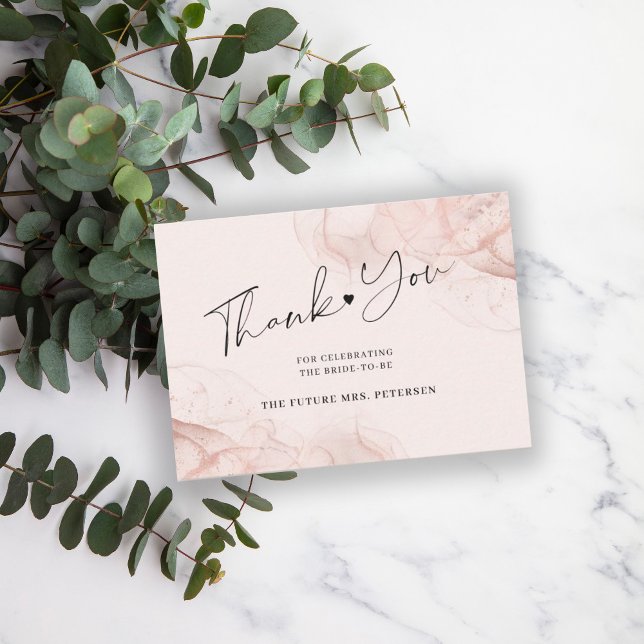 Budget rose gold blush bridal shower thank you card (Creator Uploaded)