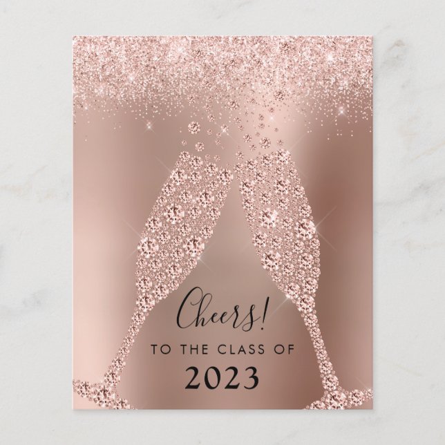 Budget Rose Gold Champagne Grad Party Invitation (Front)