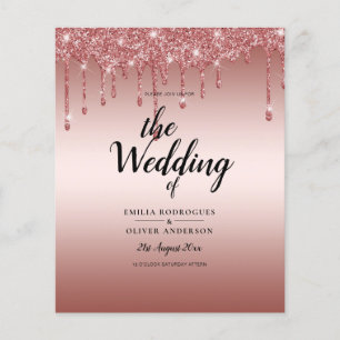 Budget Rose Gold Dripping Glitter WEDDING Invite Flyer