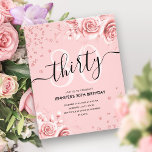Budget Rose Gold Floral Glitter 30th Birthday  Flyer<br><div class="desc">Elegant Glam Rose Gold Floral Glitter 30th Birthday Script invitation template featuring flower arrangement,  glitter confetti and modern typography script.</div>