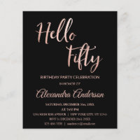 Budget Rose Gold Foil Coloured Hello 50 Fiftieth B