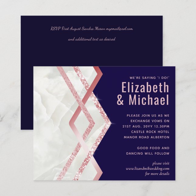 Budget Rose Gold Foil Look Geometric Wedding (Front/Back)