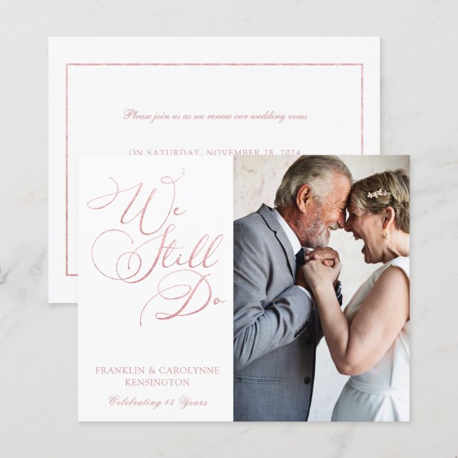 BUDGET Rose Gold Foil Wedding Anniversary Vow (Front/Back)