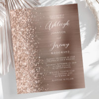 Budget Rose Gold Glam Glitter Wedding Invitation