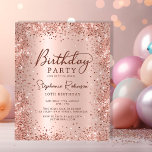 Budget Rose Gold Glitter 10th Birthday Invitation<br><div class="desc">Budget Modern elegant rose gold metallic and glitter 10th birthday invitations. This girly card design features stylish handwritten calligraphy script,  blush pink or rose gold faux brushed metallic background with loose glam glitter frame around. Easy to personalize,  perfect for any age.</div>