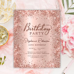 Budget Rose Gold Glitter 13th Birthday Invitation<br><div class="desc">Budget Modern elegant rose gold metallic and glitter 13th birthday invitations. This girly card design features stylish handwritten calligraphy script,  blush pink or rose gold faux brushed metallic foil background with loose glam glitter frame around. Easy to personalize,  perfect for any age.</div>