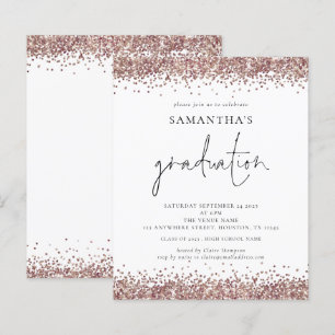 Budget Rose Gold Glitter 2024 Graduation Invite