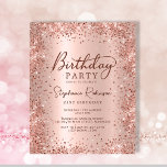 Budget Rose Gold Glitter 21st Birthday Invitation<br><div class="desc">Budget Modern elegant rose gold metallic and glitter 21st birthday party invitations. This adult girly card design features stylish handwritten calligraphy script,  blush pink or rose gold faux brushed metallic background with loose glam glitter frame around. Easy to personalize,  perfect for any age.</div>