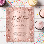 Budget Rose Gold Glitter 21st Birthday Invitation<br><div class="desc">Budget Modern elegant rose gold metallic and glitter 21st birthday party invitations. This adult girly card design features stylish handwritten calligraphy script,  blush pink or rose gold faux brushed metallic background with loose glam glitter frame around. Easy to personalize,  perfect for any age.</div>